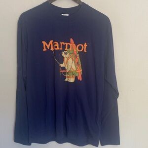 Marmot Mountain Works Men’s Navy Long Sleeve Tee w/ Bear Graphic Style#M14673 M